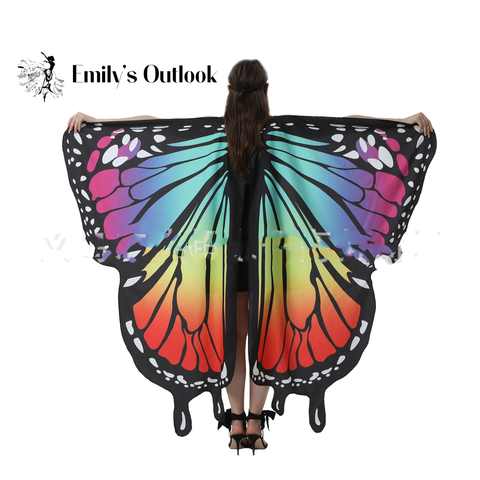 Бабочка крыло шаль костюм для Хэллоуина женские плащ-накидка с бабочками на Детский костюм для вечеринок плащ Ассорти Цвет Лидер продаж 1005002698215535