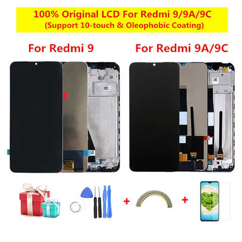 100% Оригинальный ЖК-дисплей для Xiaomi Redmi 9 9A 9C, ЖК-дисплей с рамкой и сенсорным экраном в сборе для Redmi 9A 9C, ЖК-дисплей, экран 1005002711737344