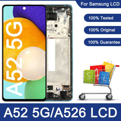 100% оригинальный 6,5 ''ЖК-дисплей для Samsung Galaxy A52 5G A526 дисплей с сенсорным экраном в сборе для Samsung A526B A526B/DS A5260 A526W LCD 1005002721866273