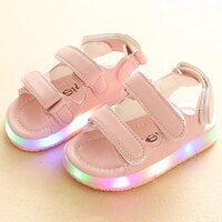 Детские светящиеся сандалии, Повседневная однотонная обувь для мальчиков и девочек, размеры 21-30 1005002740535142