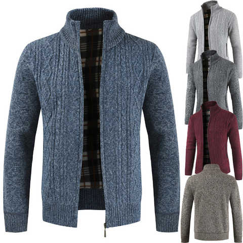 Осенне-зимний мужской кардиган, новый шерстяной свитер, теплый Свободный Повседневный жакет с длинным рукавом, весенняя одежда, джемпер, вязаное пальто на молнии 1005002745221581