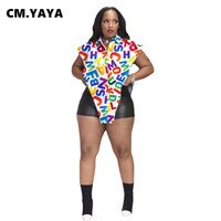 Женские рубашки с коротким рукавом CM.YAYA, однобортные топы с отложным воротником и буквенным принтом, Повседневная модная уличная одежда, летняя одежда 1005002751877556