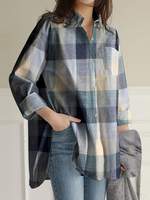 ZANZEA винтажные женские рубашки 2022 весенние клетчатые свободные топы в стиле кэжуал женские осенние Рубашки с длинным рукавом и отложным воротником Blusa Femme 1005002762858787