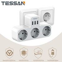 TESSAN 3-сторонний выход Розетка с USB защита от перенапряжения Защита от перегрузки 6-в-1 гнездо адаптера с 3 Порты USB 5V/2.4A для смартфона, ноутбука, Камера 1005002775230812