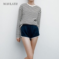 WAVLATII Новинка 2021, женские полосатые футболки с длинным рукавом, женская уличная одежда, хлопковые футболки на осень и весну, топы WLT2110 1005002784040807