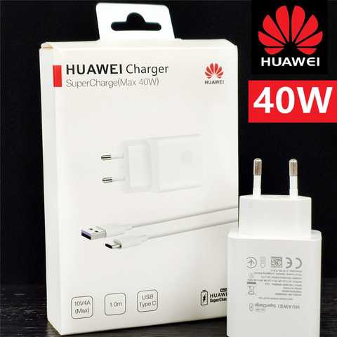 Оригинальное зарядное устройство Huawei P30 Pro, 40 Вт, суперзарядка, ЕС, адаптер питания для путешествий, 5A Usb C кабель для Mate 40 20 P40 P30 Pro P20 X2 1005002789183350