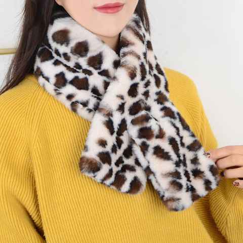Корейский плюшевый шарф с леопардовым принтом зимний из искусственного кроличьего меха утолщенный теплый накладной воротник с принтом зебры защита для шеи Теплый снуд N37 1005002796714311