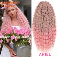 Ариэль, вьющиеся волосы, волнистые крученые вязаные волосы, искусственные волосы, светлые, розовые, 22 дюйма, длинные волнистые, плетеные волосы для наращивания 1005002798227649