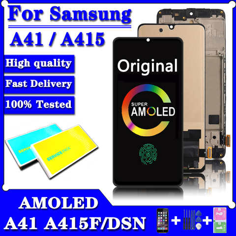 Оригинальный ЖК-дисплей 6,1 дюйма для Samsung Galaxy A41 A415 A415F A415F/DS, ЖК-дисплей, сенсорная панель, дигитайзер с рамкой в сборе 1005002815116162