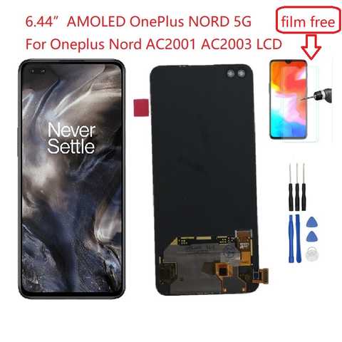 ЖК-дисплей Super AMOLED 6,44 дюйма для OnePlus Nord, сенсорная панель, дигитайзер для Oneplus Nord, дисплей для телефона AC2001, AC2003, ЖК-дисплей 1005002817977786