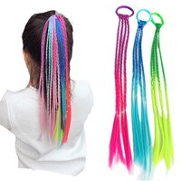 Красочные парики для девочек, хвост, искусственная резинка для волос, красивые повязки для волос, головной убор, коса, детский подарок, аксессуары для волос 1005002824366353