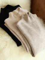 Осенне-зимний шикарный женский свитер с воротником под горло, тонкий пуловер с длинным рукавом, 2024 вязаный джемпер, мягкий теплый пуловер для женщин 1005002827096746