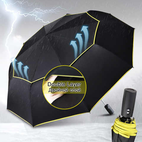 120 см полностью автоматический двойной большой зонт от дождя для женщин 3 Складной Ветрозащитный большой зонт для мужчин семейный дорожный деловой зонт 1005002847921996