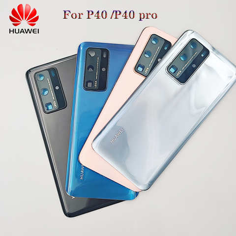 Крышка батарейного отсека для Huawei P40 P 40 Pro, Задняя стеклянная панель, задний корпус, чехол для защиты аккумулятора P 40 с рамкой для объектива камеры 1005002862130228