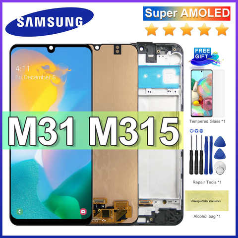 100% протестированный Super AMOLED для Samsung Galaxy M31 LCD M315 M315F SM-M315F ЖК-дисплей сенсорный экран дигитайзер Замена 1005002863149290