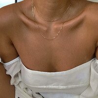 Женское колье-чокер, мягкое Двухслойное ожерелье, корейская бижутерия, цепочка из змеиных костей 1005002863194002