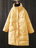 Пуховик женский зимний длинный, со стоячим воротником, пальто с карманами на молнии 1005002863225412