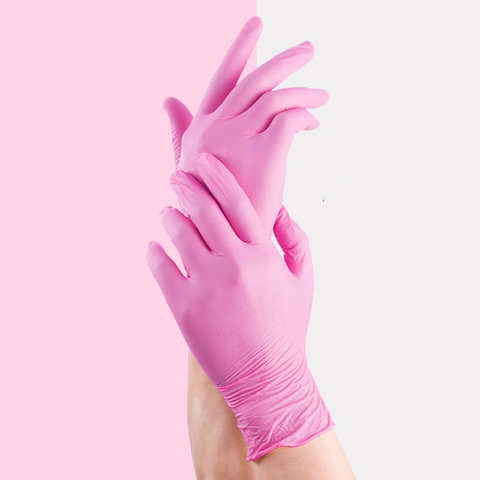 Розовые нитриловые одноразовые перчатки без латекса 50 100 XS S M для женщин и девушек, для уборки дома, для ногтевого салона, виниловые перчатки без порошка 1005002873610263