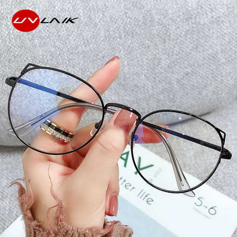 Очки UVLAIK кошачий глаз для близорукости, женские очки 2021, красивые очки для студентов, оправа из металлического сплава для очков по рецепту 1005002875837349