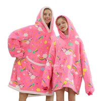 Одинаковая Домашняя одежда большого размера для всей семьи, плюшевое Флисовое одеяло с шерпой, одежда для сна с единорогом для девочек, если вам нужны две толстовки с капюшоном, пожалуйста, закажите две вещи 1005002877092274