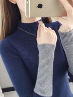 Модный новый женский пуловер с полувысоким воротником с нижним слоем и тонким нижним слоем и женский свитер 1005002877155753