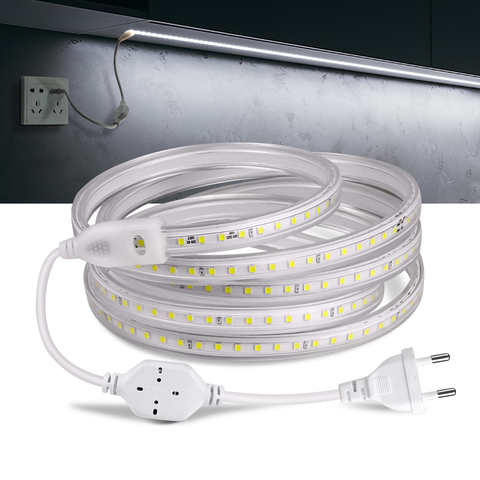Светодиодная подсветка под шкаф 220V EU /110V US Plug 120 LEDs/M водонепроницаемый для кухни, шкафа, гардероба, подсветки шкафа, домашнего освещения 1005002877223963