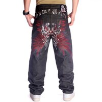 Мужские джинсы для скейтборда, с широкими штанинами и вышивкой, 30-46 дюймов 1005002877864260