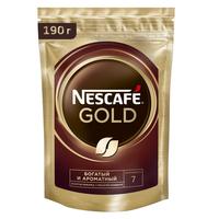NESCAFÉ Gold, 100% натуральный растворимый сублимированный кофе с добавлением натурального жареного молотого кофе, 190г, пакет 1005002884074636