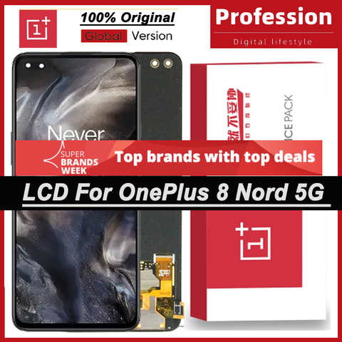 100% Оригинальный AMOLED дисплей 6,44 дюйма для OnePlus 8 Nord 5G AC2001 AC2003 Full Ремонт сенсорного ЖК-экрана с сервисным пакетом 1005002887148369