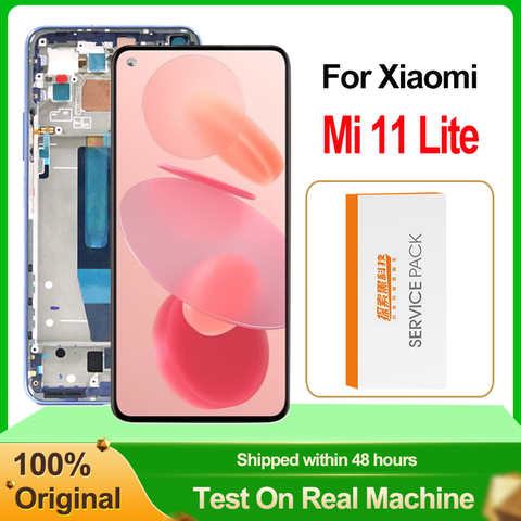 Оригинальный дисплей 6,55 ''AMOLED для Xiaomi Mi 11 Lite M2101K9AG, ЖК-дисплей с сенсорным экраном и дигитайзером в сборе для Xiaomi Mi 11 Lite, зеркальный ЖК-дисплей 1005002902407967
