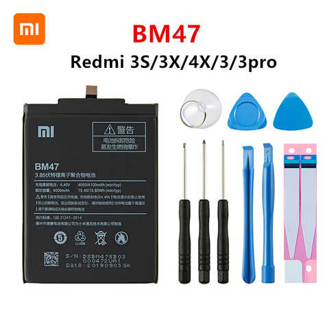 Оригинальный аккумулятор Xiao mi 100% BM47 4100 мАч для Xiaomi Redmi 3S 3X Redmi 4X Redmi 3 / 3pro BM47, сменные батареи и инструменты 1005002902835376