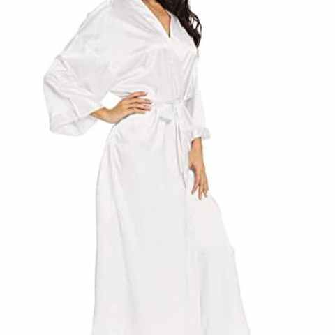 Халат-кимоно Женский Длинный атласный, Шелковый Свадебный халатик для невесты и подружки невесты, банный халат, пикантный пеньюар, большие размеры XXXL 1005002915097509
