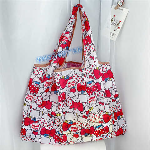 Sanrio, сумка Hello Kitty, сумка на плечо, складная эко-сумка из полиэстера, большая сумка для покупок 1005002915474150