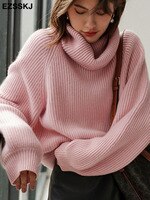 Женский кашемировый свитер-водолазка, свободный толстый кашемировый пуловер большого размера, Осень-зима 1005002915623734
