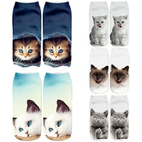 Забавные женские носки с 3D принтом, хлопковые Мультяшные котенки унисекс, креативные цветные носки с несколькими лицами кошки, милые низкие носки для мужчин 1005002922035331