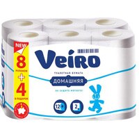 Туалетная бумага Veiro Домашняя белая 2х-слойная 8+4 промо . 1005002940618432