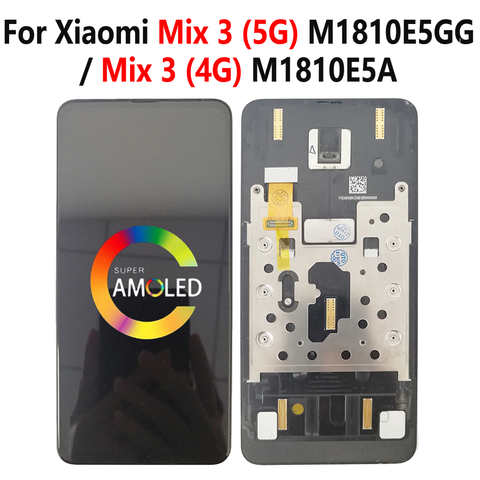 ЖК-дисплей Super AMOLED Mix 3 с рамкой для Xiaomi Mi Mix3, ЖК-дисплей, сенсорный датчик, дигитайзер, полная сборка, дисплей Mix 3 6,39" 1005002941612717