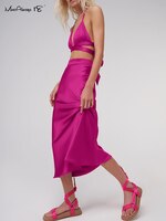 Mnealways18 вечерние Клубные женские атласные юбки с высокой талией женская розовая юбка весна-лето 2022 трапециевидная длинная юбка женская уличная 1005002946456903