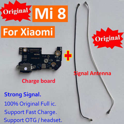 Хорошая рабочая зарядная плата для Xiaomi Mi 8 Mi8, USB-штекер PCB, зарядный порт, док-разъем, микрофон + сигнальная антенна, гибкий кабель 1005002947491700