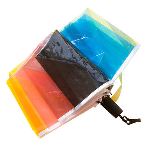 Прозрачный зонт в Корейском стиле для девушек, подарки радужной расцветки, Женские ветрозащитные складные прозрачные автоматические зонтики от дождя 1005002952628674