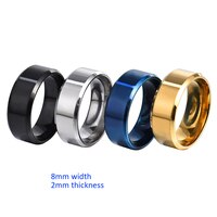 Матовые простые титановые кольца 8 мм из нержавеющей стали простого дизайна, позолоченные посеребренные черные и синие кольца, мужские и женские ювелирные изделия в подарок 1005002965621373
