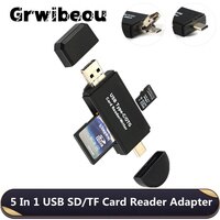 5 в 1 устройство для чтения SD-карт USB 2,0, устройство для чтения TF/Mirco SD смарт-карт памяти Type C OTG, кардридер, адаптер 1005002966430714