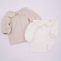 Хлопковая блузка для маленьких девочек, рубашки, модные детские кружевные топы для малышей, одежда с пышными рукавами, милая летняя осенняя одежда для малышей 1005002977206863