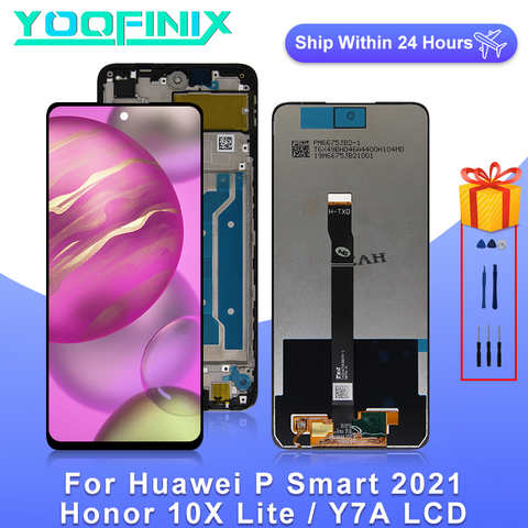 ЖК-дисплей 6,67 дюйма для Huawei P Smart 2021, цифровой преобразователь сенсорного экрана для Honor 10X Lite, ЖК-дисплей, детали дисплея Y7A 1005002979256530
