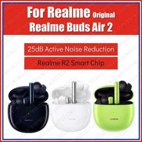Оригинальные наушники Realme Buds Air 2 RMA2003 ANC 25dB, беспроводные Bluetooth наушники, герметичные наушники, Спортивная гарнитура TWS 1005002980566642