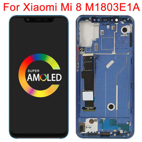 Оригинальный ЖК-дисплей для Xiaomi Mi 8, дисплей с рамкой, ЖК-сенсорный экран 6,21 дюйма, Mi8 M1803E1A, ЖК-экран, дигитайзер, сенсорные части в сборе 1005002986210303