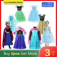 Платье Принцессы Disney для девочек, Детский костюм Анны для детей, Снежная королева, замороженная девушка, Карнавальная одежда, 2024 костюмов 1005002998415137
