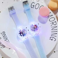 Часы Disney «Холодное сердце» для девочек, детские светящиеся часы Эльзы, детские школьные студенческие часы с силиконовым цветным светом 1005003004651880