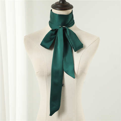 2022 шарф для волос, однотонные узкие маленькие Длинные атласные шелковые женские шарфы на шею, весна-лето, пояс, шляпа, лента, галстук 1005003008254608