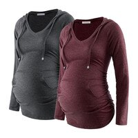 Толстовки для беременных с длинным рукавом повседневные толстовки с карманом кенгуру топы для беременных мам Одежда для беременных 1005003014498208